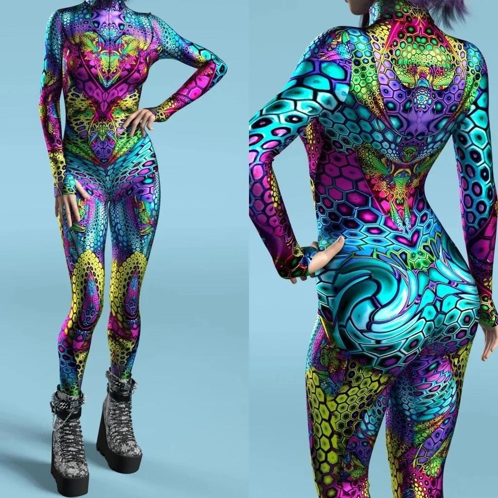 3D Digitaltryck Scenföreställningskostymer Vuxna Halloween-evenemang Karneval Temafest Cosplay-dräkt Låtsasspel Jumpsuit