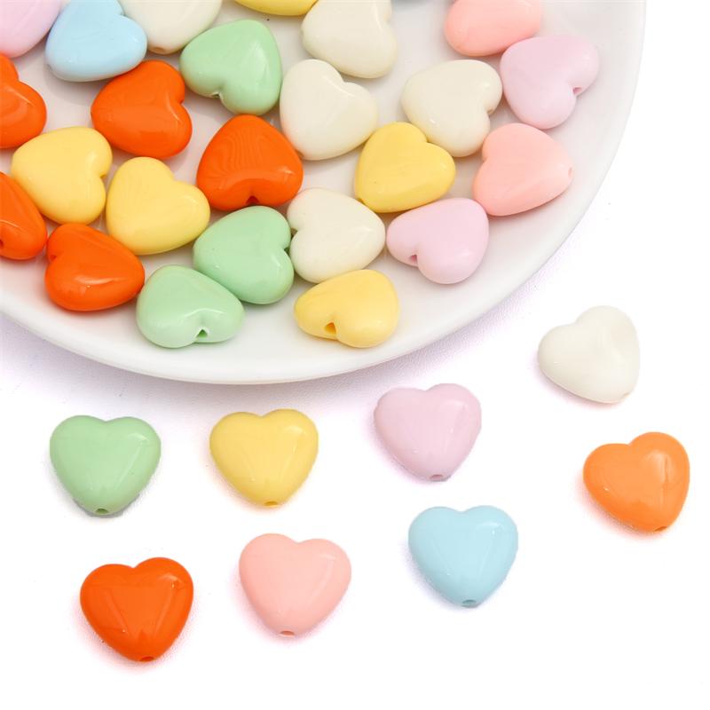 20Pcs Acrylic Solid Color Smooth Peach Heart Beads For DIY Necklace Bracelet Earrings Jewelry Making Craft Accessories