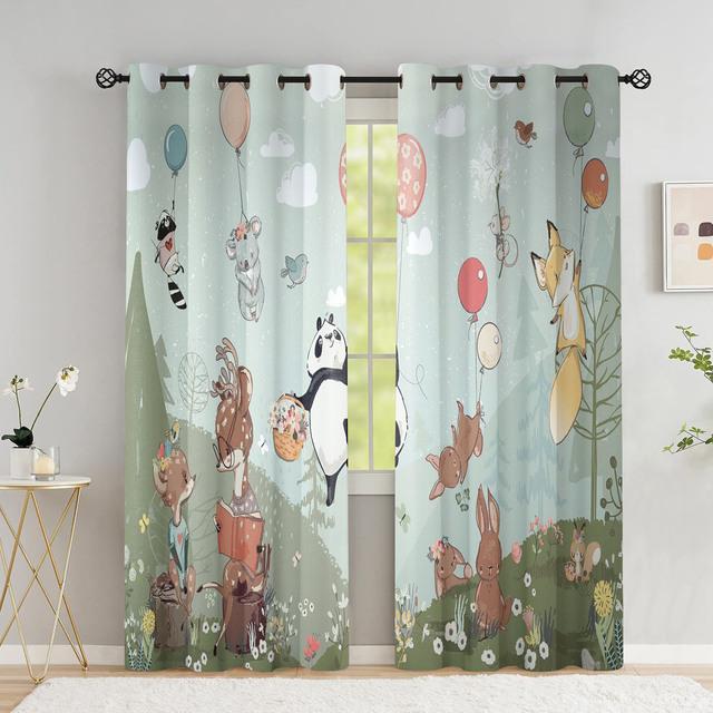 Wald Safari Tiere Verdunkelungsvorhang Cartoon Waldbär Fuchs Hirsch Kinder und Kinder Fenstervorhänge für Schlafzimmer Wohnzimmer