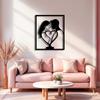 Couple Heart Metal Wall Art Romantic Love Decor Modern Silhouette Design