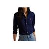 Polo Ralph Lauren Slim Fit Cotton Knit Oxford Long Sleeve Shirt Women shirts Navy-Blue 211924258-016