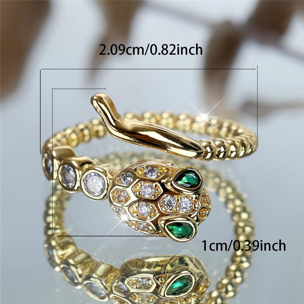 Charm Female White Snake Round Stone Adjustable Open Ring Gold Color Cute Gift Wedding Jewelry For Women