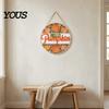 Country Style Porch Sign Autumn Harvest Wooden Wreath Pendant, Front Door Hanging Ornaments with Hemp Rope, Natural Wood Pastoral Decor Pumpkins Maple