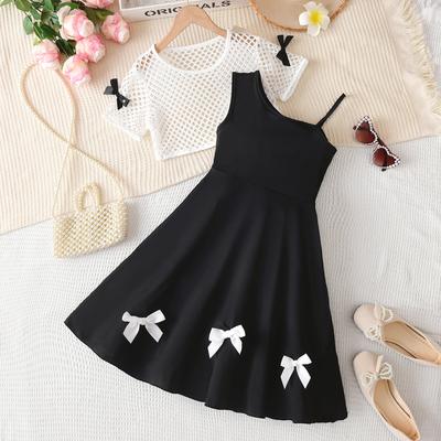 Girls' Fashion Collar Set Summer Children's Simple Princess Dress