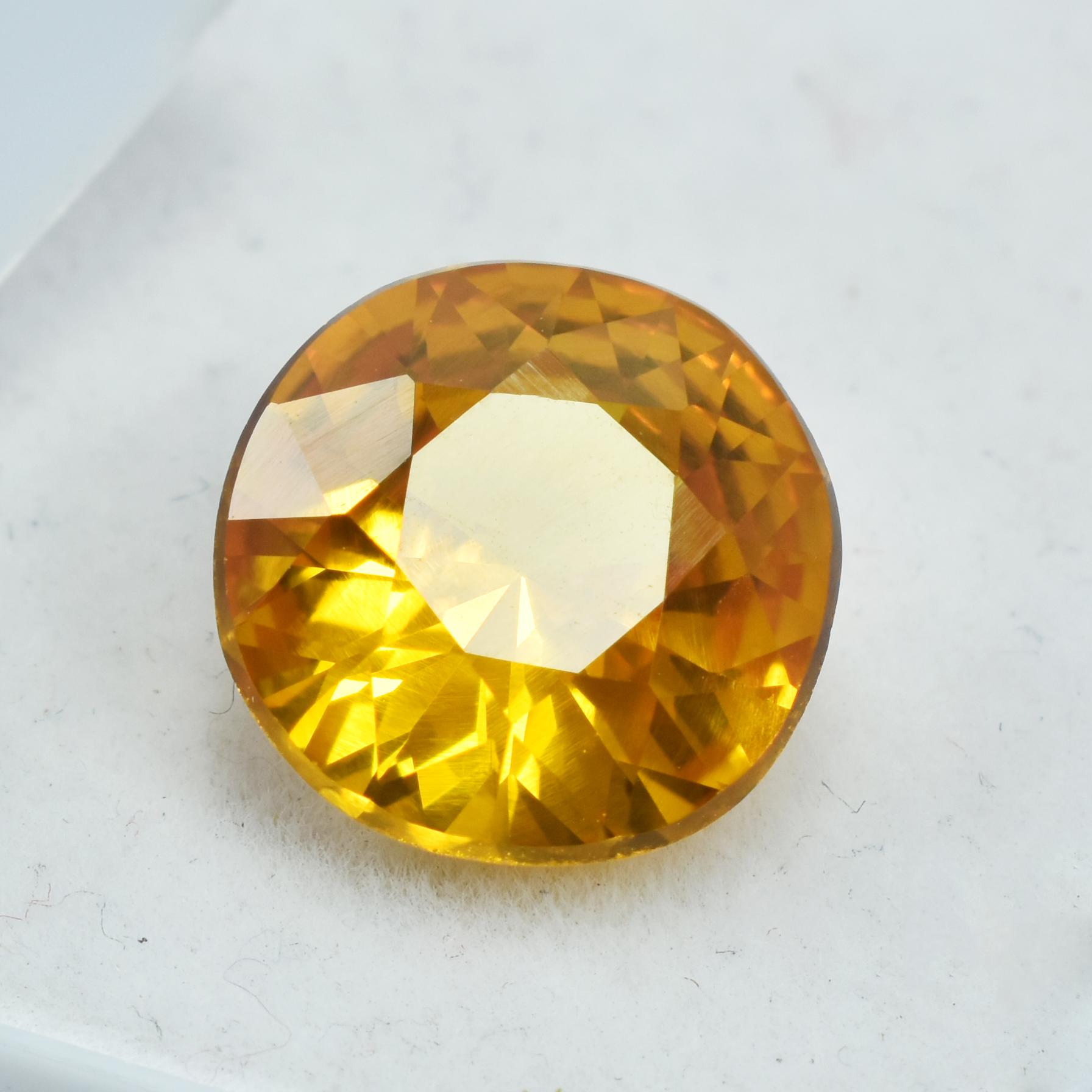 

Brilliant Yellow Sapphire CERTIFIED Loose Gemstone 6.05 Carat Natural Round Cut. SU-1000 11.1 mm approx жовтий
