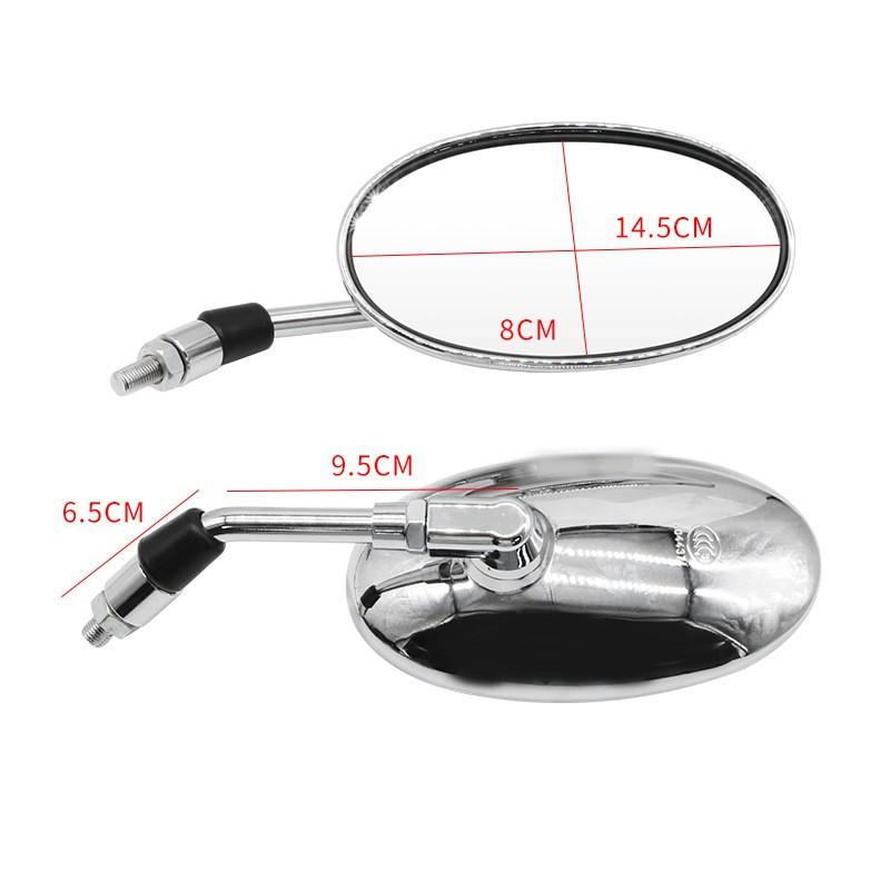 Universal Retro Style Motorcycle Electric Scooter Side View Mirror Aluminum Housing Chrome Black Oval Design