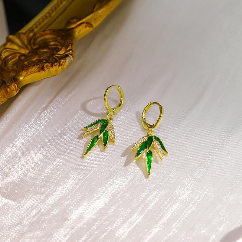 Imitation Jade Drop Oil Beaded Earrings Retro Water Drop Fringed Earrings Simple Hanfu Accessories Women