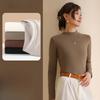 Women's Half-High Neck Double-Sided German Fleece Solid Long Sleeve Top Fashionable Inner Wear Medium Neck Base Layer for Spring, Autumn and Winter