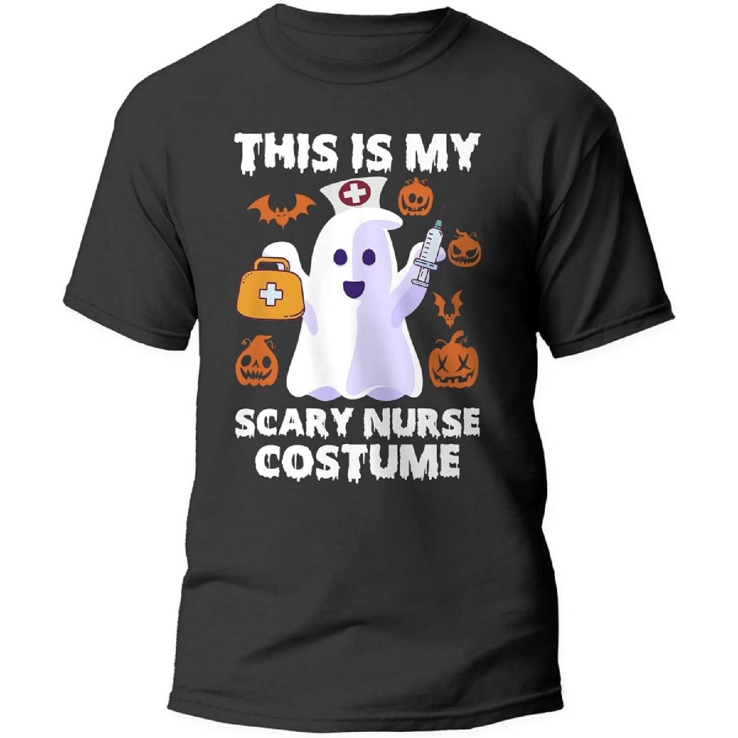 Nurse Halloween Tshirt This is My Scary Nurse Costume Halloween Nurse Gift T-Shirt for Men Women, Black, 3X-Large S