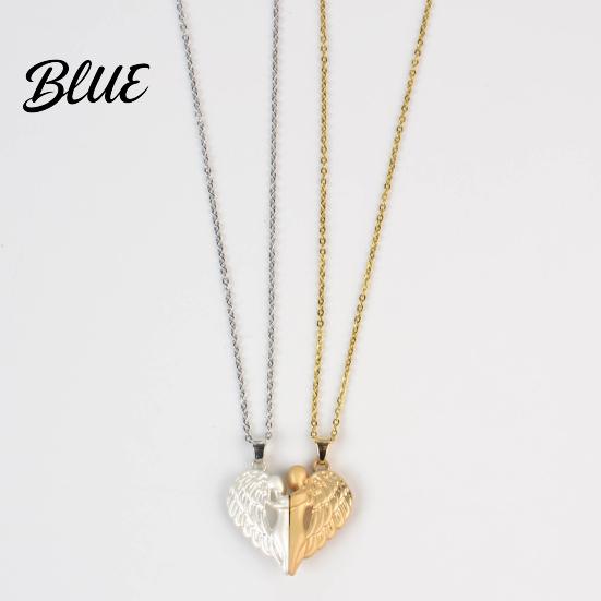 Ensemble Collier Pendentif Cœur d'Ange 1 Collier assortis pour Couple Magnétique