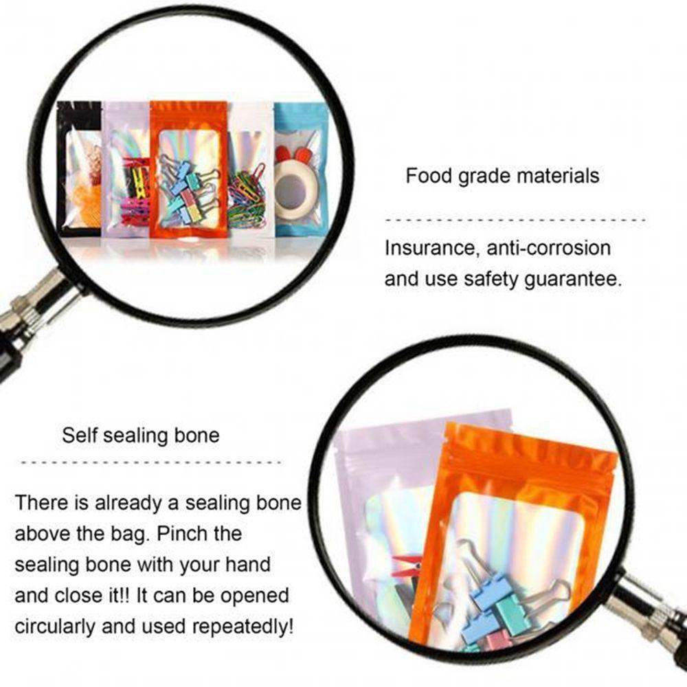 Clear Resealable Holographic Colorful Packaging Bags Foil Pouch Smell Proof Bags Sealing Bag