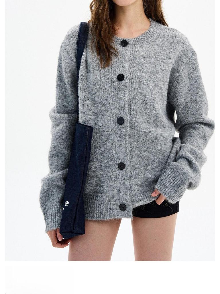 Cardigan Tricot Blanc Doux et Moelleux pour Homme - Style Coréen, Confortable et Chaud, Col Rond, Coupe Ample