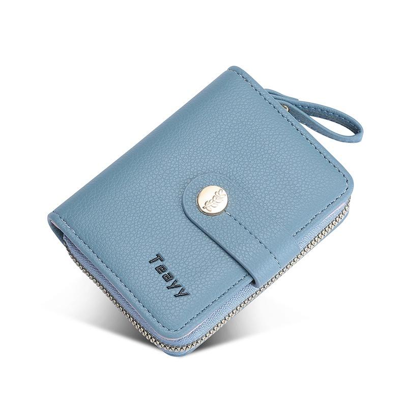 IELGY Women's Short Wallet with High-end Buckle and Multiple Card Slots Zipper