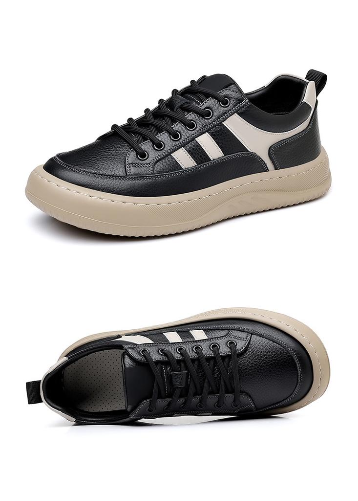 Spring Autumn New Cow Leather Sneakers for Men Lace Designer Fashion Board Shoes Male Wear-resistant Soft Sole Casual Shoe Ma