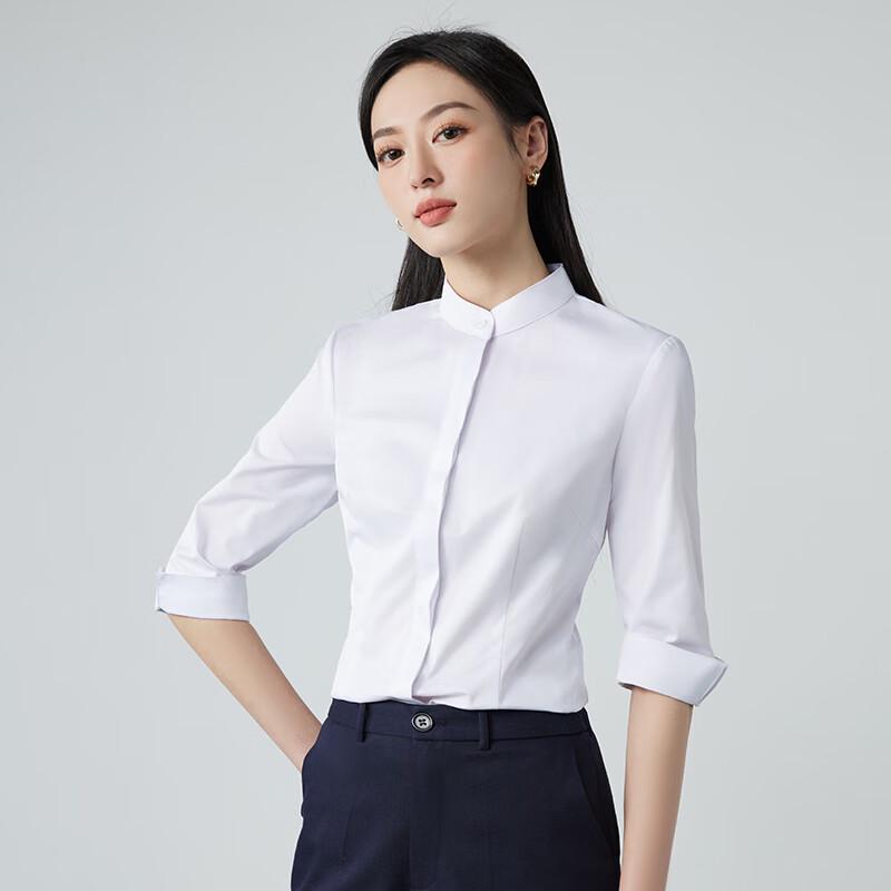 Toluoman Damen Neues Chinesisches Stil 3/4 Ärmel Stehkragen Hemd