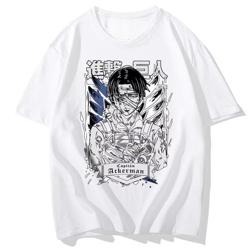 AttackTitan T-shirt Men's and Women's Short-sleeved Survey Corps Captain Levi Allen Wings of Freedom Printed Clothes  Y2k Top