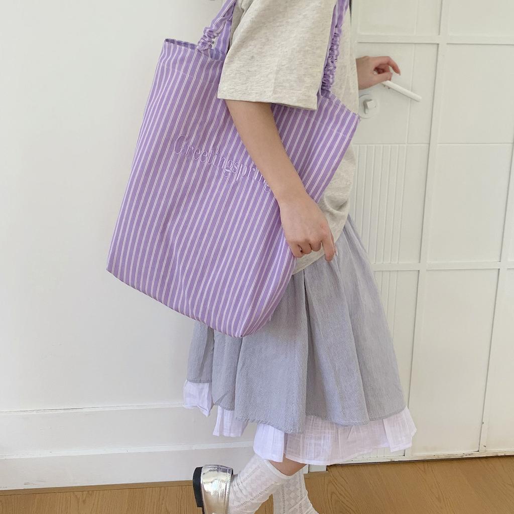 Korean StyleinsCute Striped Lightweight Bag for Women, New Student Versatile Shoulder Bag, Large-capacity Stylish Tote Bag