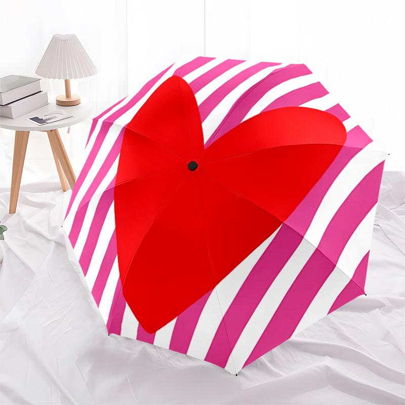 1pc Heart Love Automatic Open/Close Folding Umbrella - Compact 8-Rib Design, Daily Use, Perfect Gift for Friends & Family yy260327086