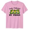 Easily Distracted By Frogs Cartoon Animal Pun Graphic TShirt