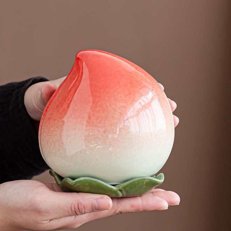

Longevity Peach Ceramic Tea Caddy Set