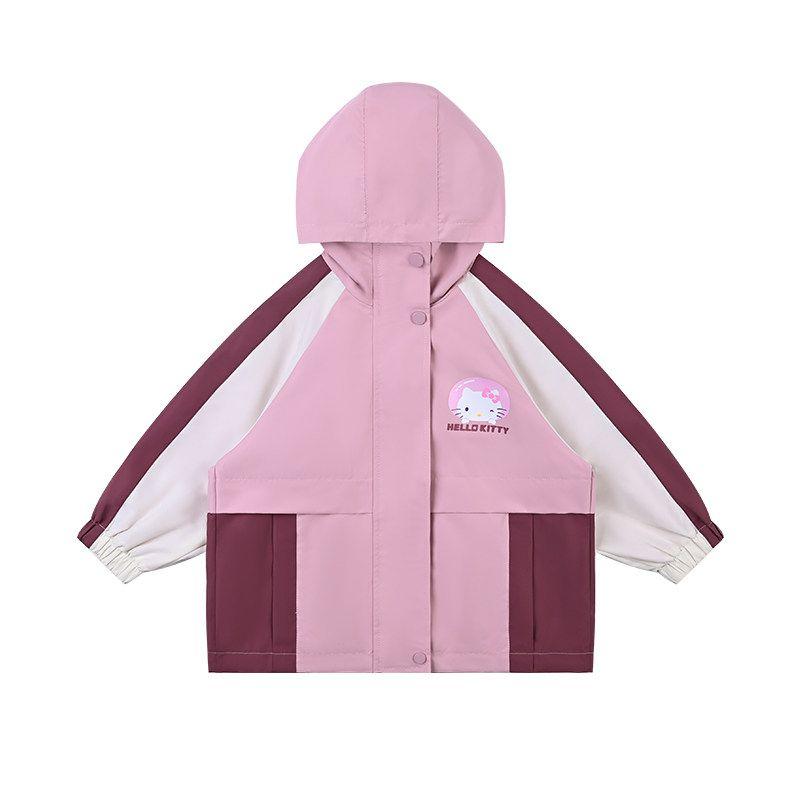 Hellokitty Girls' Autum Hooded Jacket 2025 New Sports Top Kidsren's Autum Clothing Medium and Large Kidsren's Clothing