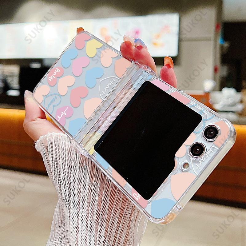 

Чехол для Samsung Galaxy Z Flip5 Z Flip4 Flip6 с узором «Любовь», противоударный, складной, прозрачный чехол для Samsung Galaxy Z Flip 5 4 3 For Samsung Z Flip6