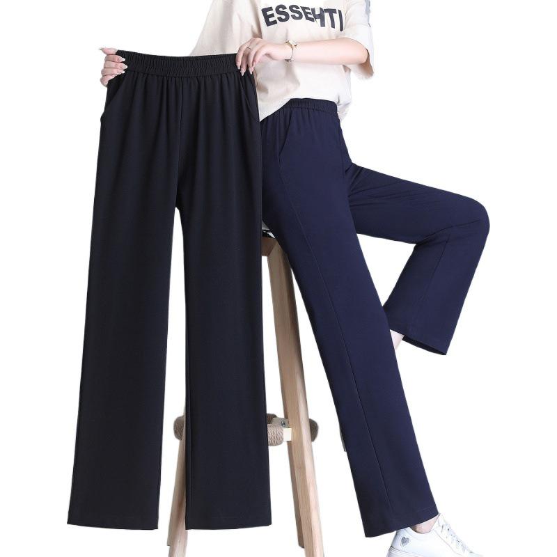 Ice Silk Chiffon High-Waist Quick-Dry Wide-Leg Pants for Women