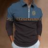 Men's Polo Shirt Digital Printing Men's Sweatshirt T-shirt Men's Autumn and Winter New Ethnic Style T-shirt Tops Men's Lapel Shirt