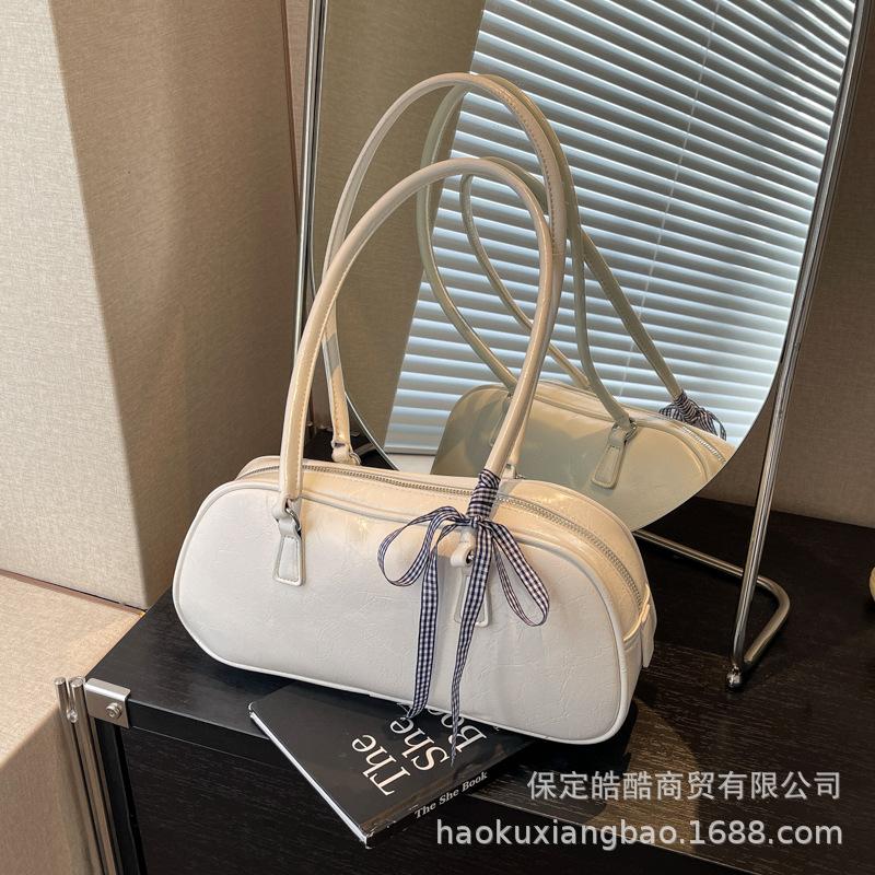 Niche bow handbag women's 2025 spring new trendy Korean texture underarm bag large capacity pillow bag