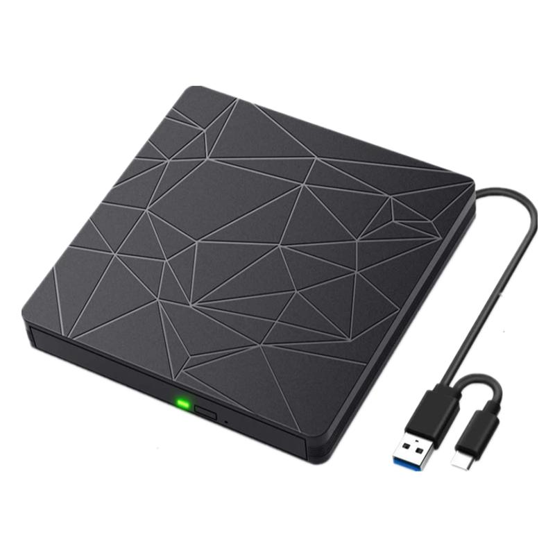 

External DVD RW Drive,Portable USB 3.0/Type-C CD Drive Burner with Mute Design, +/-RW Drive Optical Readers for Laptop Desktop