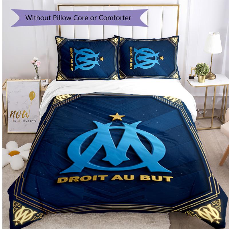 Olympique Lyonnais FC Printed 3PCS Bedding Set Breathable Duvet Cover with Pillowcases Decorative Bed Linen for Bedroom Home