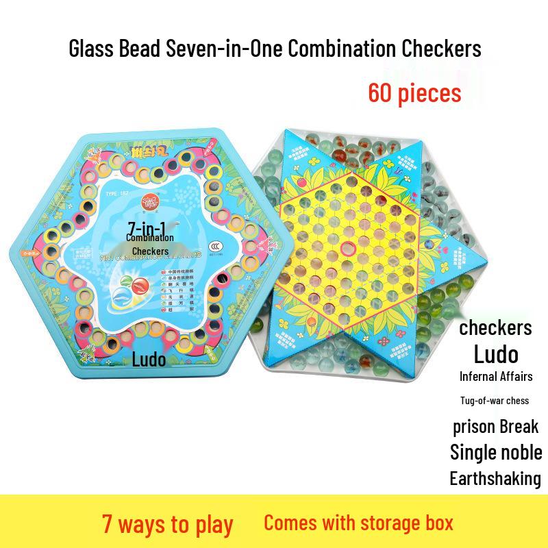 Classic Checkers & Marbles Set: Large Glass & Plastic Pieces for Adults & Kids, Old-Fashioned Flying Chess, Educational Fun.