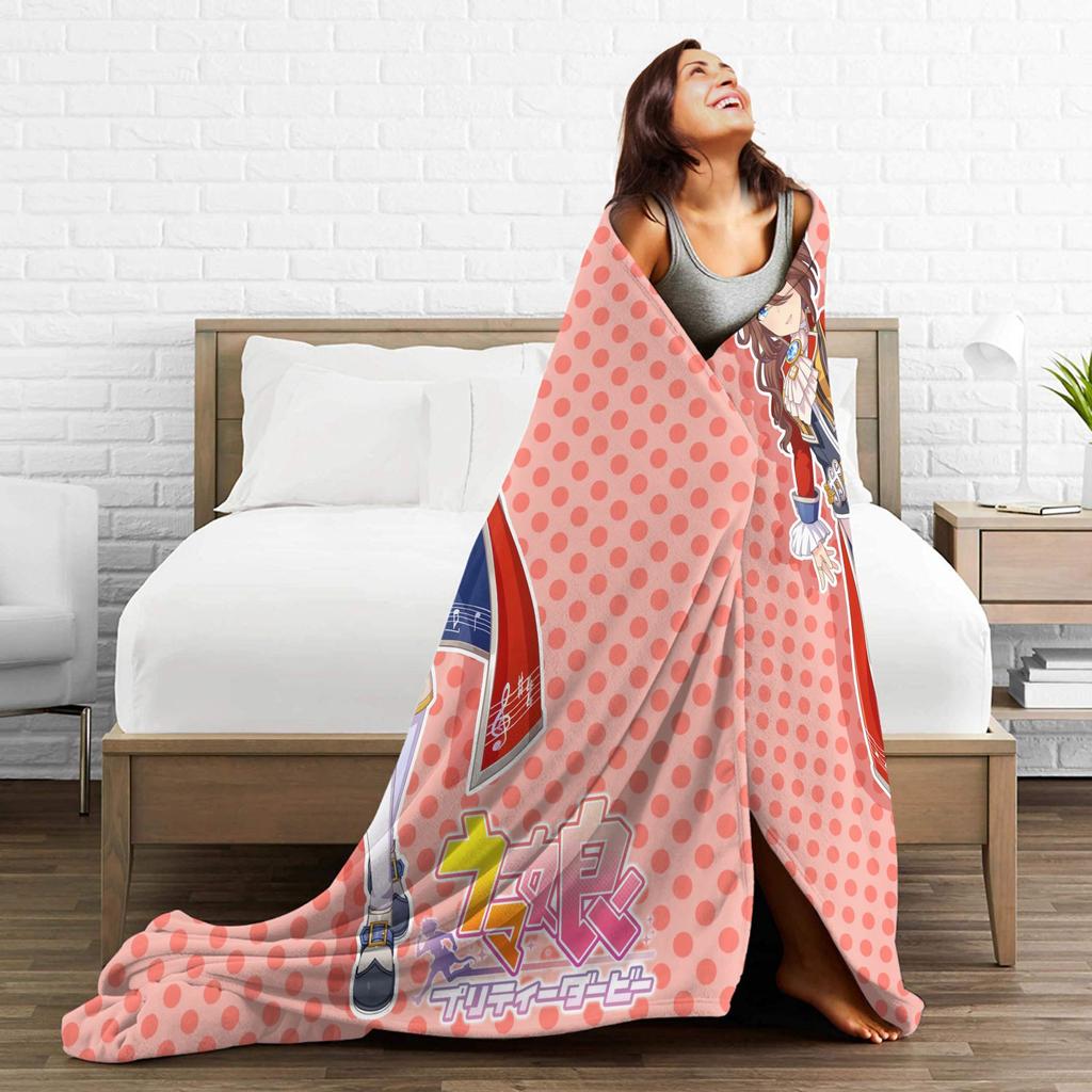 Sounds Of Earth UmaMusume Pretty Derby Plush Blanket Students Flannel Throw Blanket For Outdoor Warm Soft Quality Bedspread