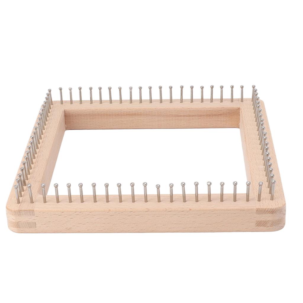 Mini Square Knitting Tool with Hooks Wooden Crochet Board for Weaving Mat Hairband Blanket Sock