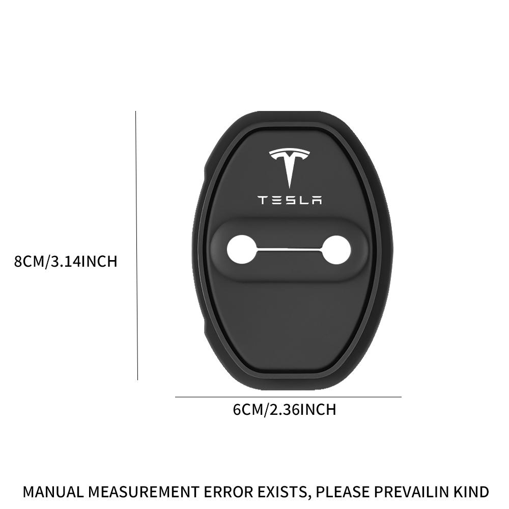 4pcs Car Logo Silicone Door Lock Protective Cover Sticker For Tesla Model 3 Model S X Model Y Roadster Cybertruck Semi Accessory