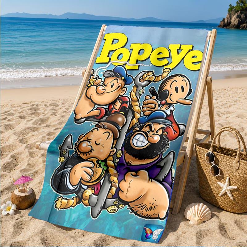 Popeye's Strength Displayed Beach Towel, Super Soft Microfiber, Perfect Gift for Her/Him, Birthday, for Pool, Beach, Travel, Decor Beach Party