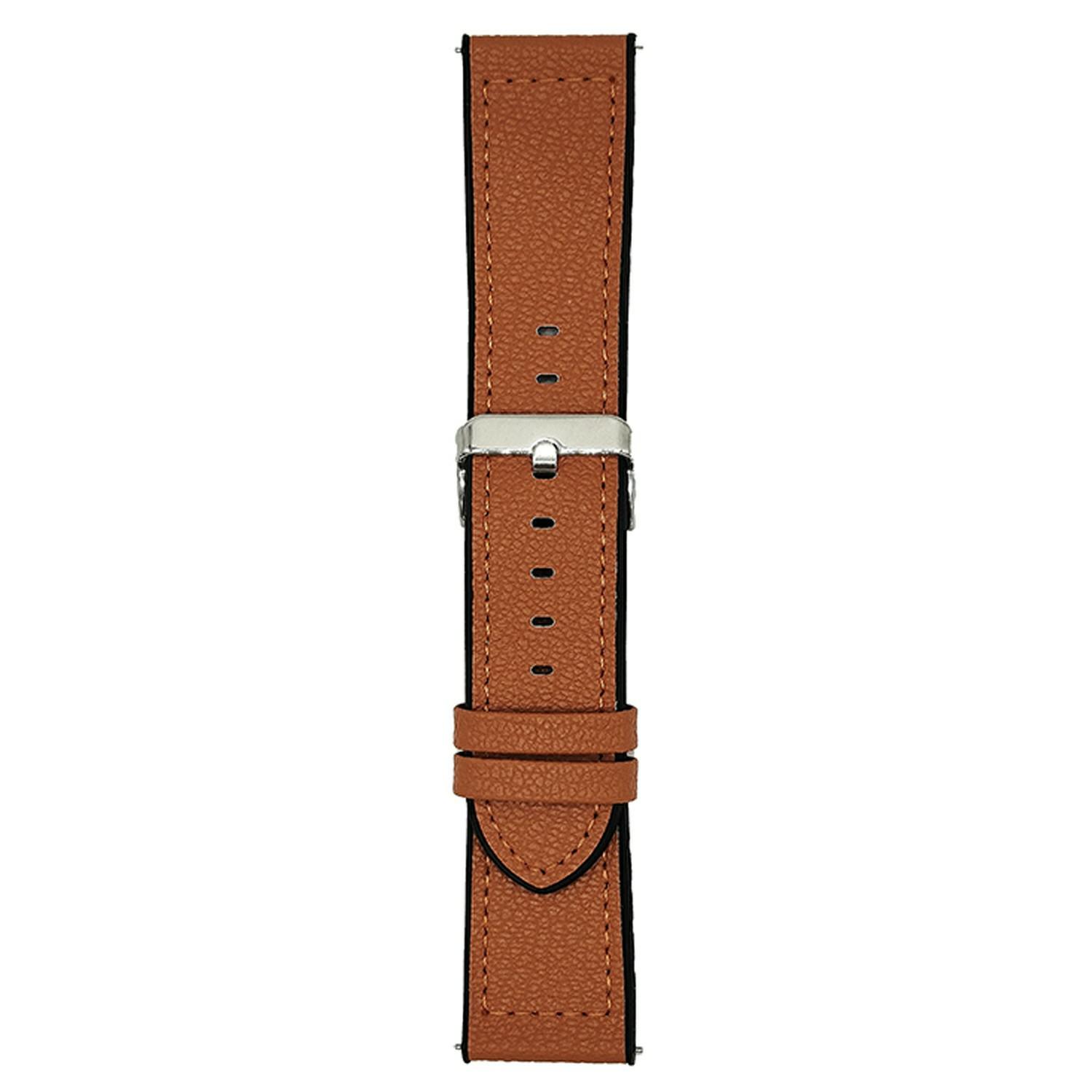 

20mm Universal Watch Band For Samsung Galaxy Watch7/Watch6 Silicone Leather Coated Wrist Strap Orange