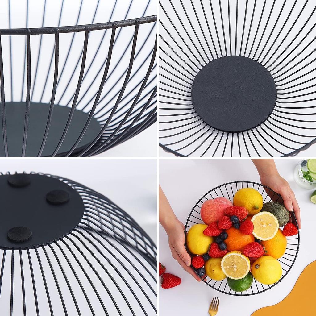 HOMQUEN Fruit Basket, Fruit Bowl, Metal Wire Fruit Basket for kitchen, Fruit Bowl for Kitchen Counter, Basket for Fruits, Vegetables, Breads, Snacks,