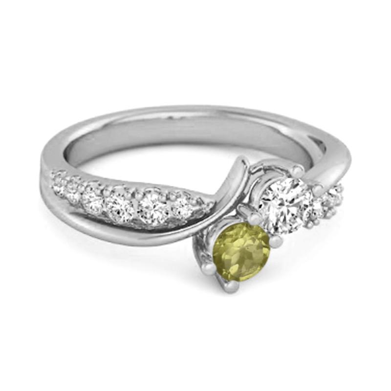 Peridot Twin Stone Pavé Ring - 925 Sterling Silver