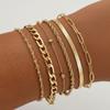 DGIDDK Stainless Steel Punk Chain Flat Snake Chain Paperclip Chain Six-Piece Set Bracelet Women's Fashion Commuter Wrist Jewelry