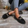 Thick-soled Women's British Small Leather Shoes Women's Autumn New Retro Metal Buckle One-pedal Thick-heeled Single Shoes