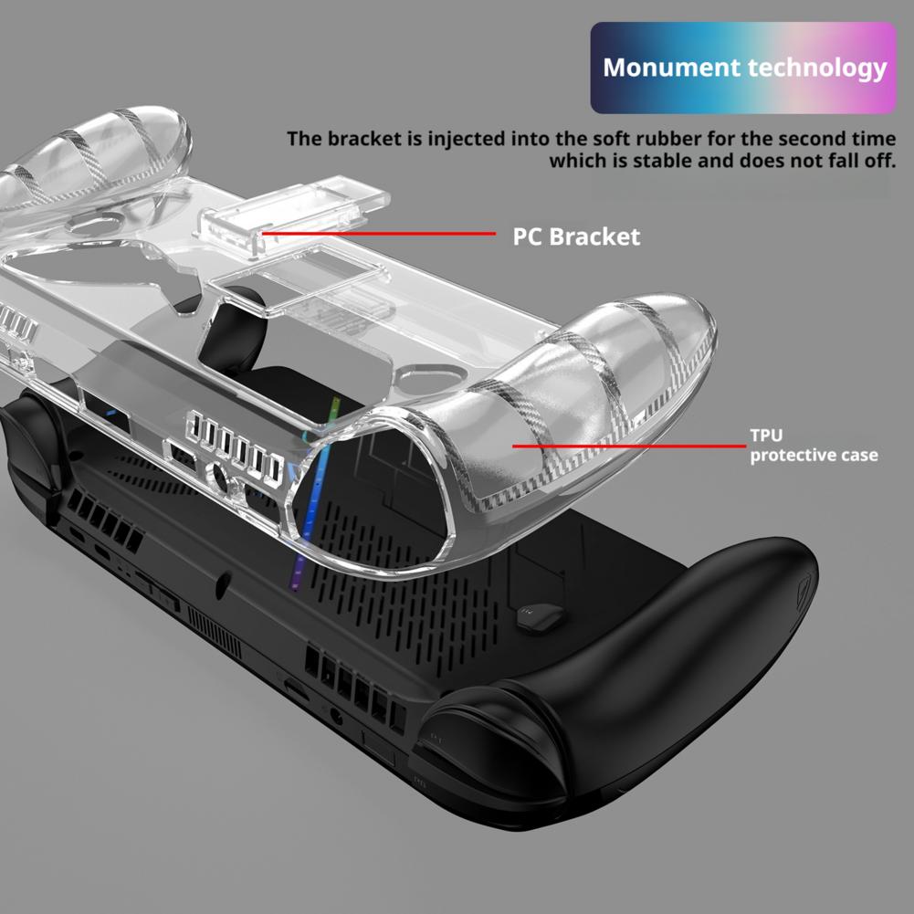 Für ROG Xbox Ally X Handheld TPU Transparente Vollabdeckung Hülle mit Halterung Rückständer Stoßfest Anti-Rutsch Schutz Zubehör