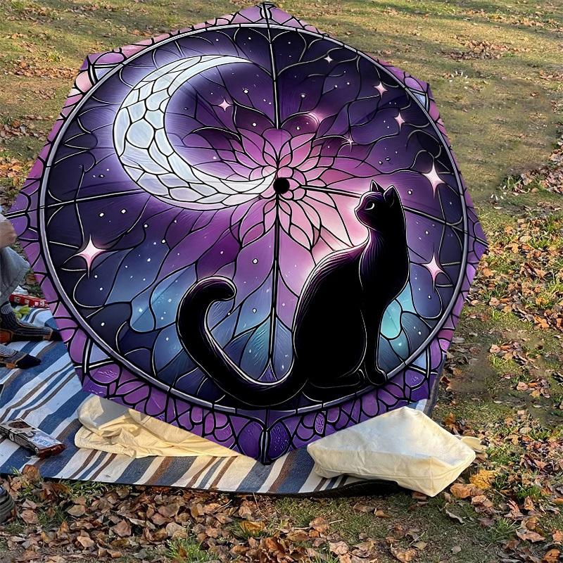 1PC cat moonAutomatic Open/Close Umbrella with Windproof, 8-Rib Sturdy Canopy, Durable Ribs, Fashionable Design1214A