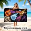 Music Guitar Theme Beach Towel Personalized Custom Name & Text Soft Quick Dry Beach Towel for Swimming Travel
