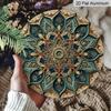 2D Flach, 1 Stück Runde Aluminium-Mandala-Dekorplatte, Aufwendige Ranken-Blumen-Ethnische Mandala-Kunst, Türkranz-Mittelstück, Ideal für Weihnachten, Diwali