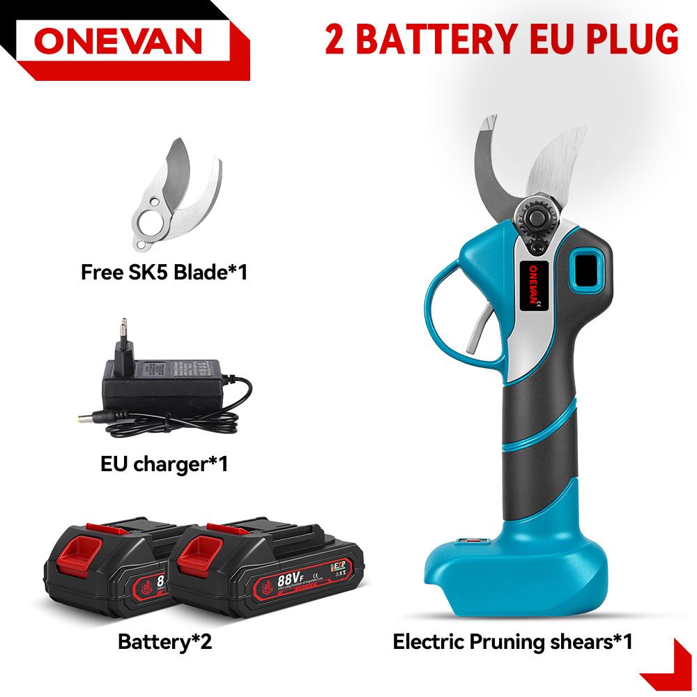 

ONEVAN 30мм Бесщеточный Электрический Секатор Аккумуляторные Ножницы Обрезчик Деревьев Кусторез Садовый Электроинструмент Для Аккумулятора Makita Штифт 2Battery 1EU charger