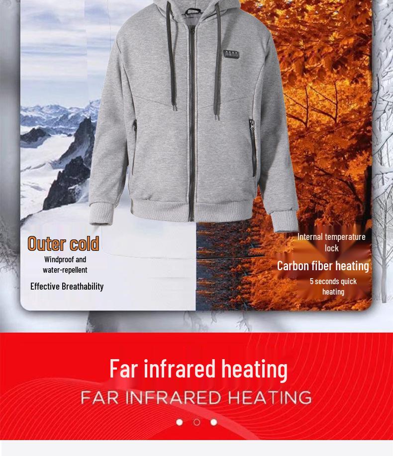 Slimme Verwarmde Hoodie voor Mannen - Winterse Elektrische Warmte met Constante Temperatuurregeling