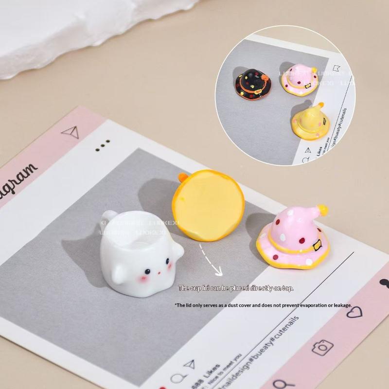 Mini Nail Polish Powder Liquid Nail Cup Nail Brush Cleaning Tools Liquid Power For Mixing Bowl Ghost Cartoon Brush Holder Dish
