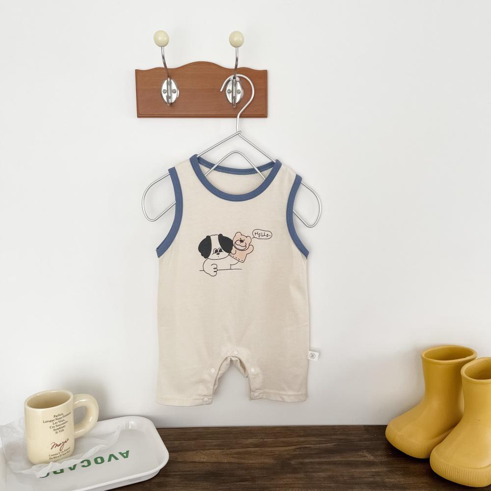 Korean Style Unisex Cartoon Sleeveless Baby Romper 90 CM