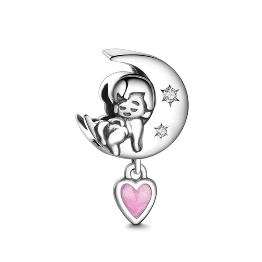 925 Pure Silver Pink Series Father Butterfly Bag Flower Charm Fit for Original Bracelet DIY Women's Exquisite Jewelry